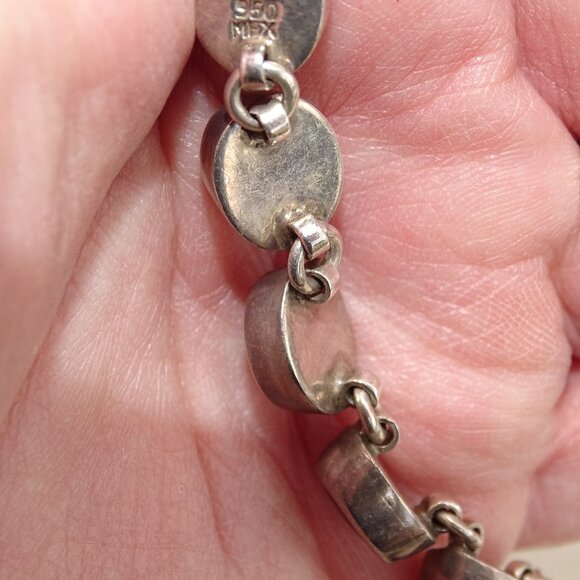 Vintage 950 Sterling Silver and Onyx 7 1/2" Toggle Bracelet - Picture 5 of 7